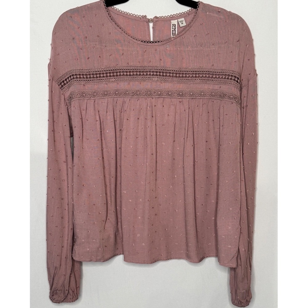 Gypsies & Moondust Mauve Swiss Dot Crochet Bohemian Lace Blouse NWT M
